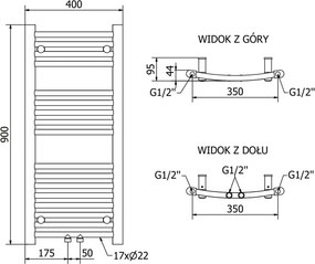 Mexen Ares grzejnik łazienkowy 900 x 400 mm, 312 W, czarny - W102-0900-400-00-70