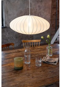Biała lampa wisząca z tekstylnym kloszem ø 60 cm Florence – Markslöjd