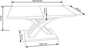 Czarny stół Sandor 2 na designerskiej nodze