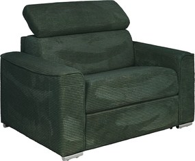 Fotel rozkładany typu express z zielonego sztruksu - pow. spania 70 cm - Materac 18 cm VIZIR