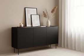 Komoda Desin 170 cm z metalowymi nogami - czarny mat / dąb nagano