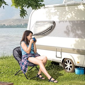 Outsunny Krzesło Składane Kempingowe Ogrodowe Metal Tkanina Oxford Szare 80x80x75cm | Aosom PL