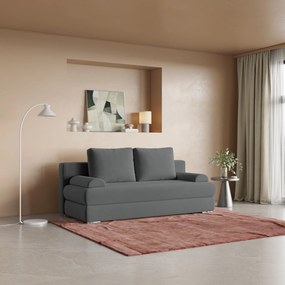 Masseno Sofa ASPERO z funkcją spania i pojemnikiem na pościel, Rozkładana sofa - Szary, PAROS 06