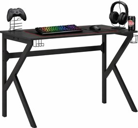 Czarne biurko gamingowe z uchwytami B4-R97