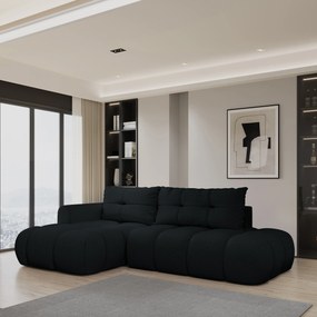 Masseno Narożnik FLUMA z funkcją spania i pojemnikiem na pościel Narozniki L, Rozkładana sofa - Czarny, QUELLE 100