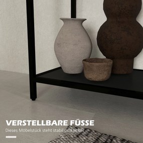 HOMCOM Stolik konsolowy z półkami na korytarz Elegancki blat ze szkła i półka na buty Praktyczny i stylowy mebel | Aosom PL