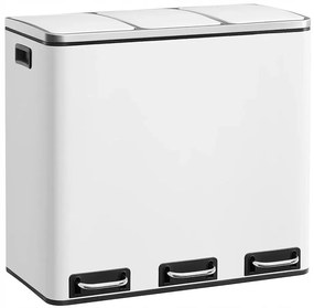 Biały stalowy kosz na śmieci z 3 pojemnikami B2-A28