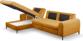 Masseno Narożnik VERONA z funkcją spania i pojemnikiem na pościel Narozniki L, Rozkładana sofa - Żółty, VELLUTO MUSTARD 8