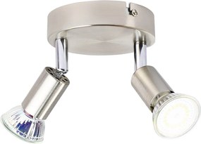 NETTLIFE Reflektory sufitowe LED 2 GU10 regulowane 350°, nowoczesna okrągła lampa z niklowanego metalu do salonu sypialni kuchnia jadalnia bez żarówki