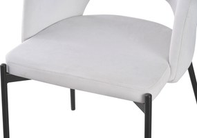 ATENA Krzesło do Jadalni Jasny Popiel, Szary, Welur z Oparciem, Czarne Nogi