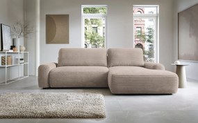 Masseno Narożnik OSSO z funkcją spania i pojemnikiem na pościel Narozniki L, Rozkładana sofa - Beżowy, AMBIENCE 04