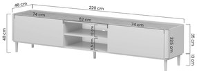 Szafka RTV Elivo 220 cm na nóżkach - kaszmir / dąb olejowany