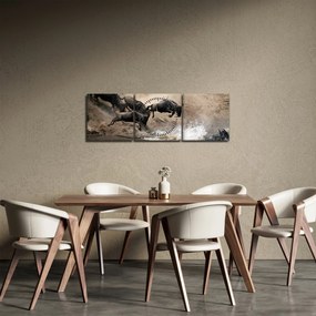 Obraz - Stado antylop gnu (z zegarem) (90x30 cm)