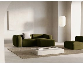 Zielony sztruksowy narożnik (prawostronny/z szezlongiem) Bergano – Cosmopolitan Design