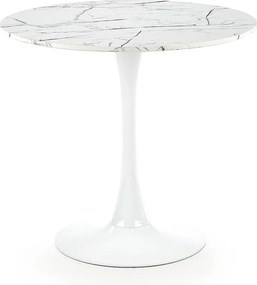 Stół okrągły DENVER 80x80 biały marmur