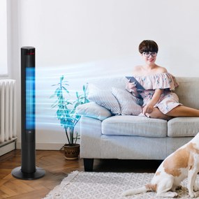 HOMCOM Wentylator Wieżowy Kolumnowy 45W z Pilotem Funkcja Timera 4 Prędkości Czarny | Aosom PL