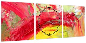 Obraz abstrakcji - malarstwo (z zegarem) (90x30 cm)