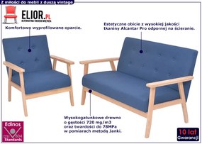 Niebieski komplet tapicerowanych sof wypoczynkowych - Kifi 3X