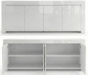 Biała komoda Amaretto 210 cm, w wysokim połysku