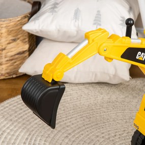 HOMCOM Koparka na Siedzenie dla Dzieci z Łyżką Przesuwny Pojazd Żółto-Czarny | Aosom PL