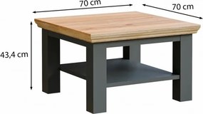 Kwadratowy stolik z półką Pontypool 5226, dąb Mauvella/Uni Wolfram szary