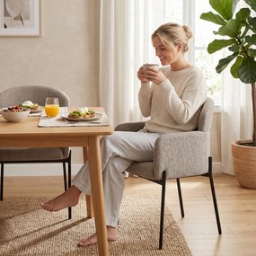 HOMCOM Nowoczesny fotel akcentowy, fotel z chenille z pianką o wysokiej gęstości, ergonomiczne oparcie, metalowe nogi, jasnobrązowy | Aosom PL