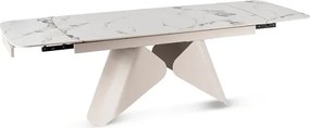 Stół Rozkładany Prostokątny VERONA 160-240 cm Ceramiczny Biały Marmur/Kaszmir Japandi