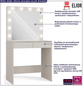 Toaletka z lustrem z żarówkami LED kaszmir - Lotaro 3X