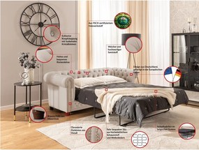 Beżowa aksamitna rozkładana sofa 203 cm York Blik – Ropez