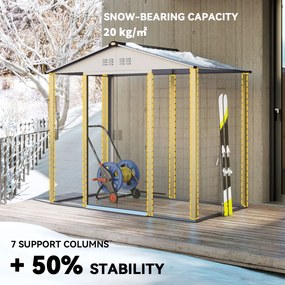 Outsunny 2,1 x 1,3 m Szopa Ogrodowa, Schowek na Narzędzia ze Stali, Zamykane Drzwi, 4 Otwory Wentylacyjne, Szary