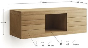 Niska wisząca szafka pod umywalkę z litego drewna tekowego 120x40 cm Yenit – Kave Home