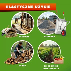 Taczka ogrodowa ocynkowana LARRY, max. pojemność 80l/100kg, srebrna/czarna Gardebruk