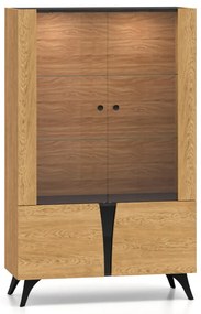Witryna niska HESTIA 2W2D 95cm dąb/czarna ML MEBLE