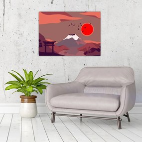 Obraz na szkle - Ilustracja góry Fuji (70x50 cm)