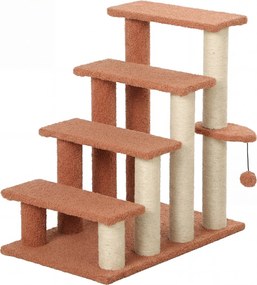 PawHut drabinka dla kota z drapakiem 4 stopnie schodki dla małych zwierząt do 5 kg brązowa 60x40x64cm | Aosom PL