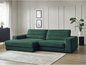 Zielony aksamitny narożnik (lewostronny/z szezlongiem) Sierra – Bobochic Paris