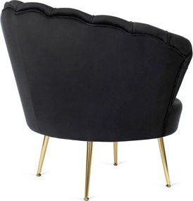 Fotel Wypoczynkowy do Salonu ANGEL Muszelka Czarny Welurowy Nowoczesny