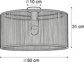 Lampa sufitowa czarna z brązowym abażurem z papierowego sznurka 50/50/25 - Combi