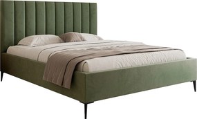 Mona SLIM III w tkaninie VELUTTO, Wygodne łóżko tapicerowane - Ergonomiczne oparcie pod plecy 200x200 cm, Jasnozielony