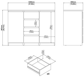 Komoda w dekorze dębu w naturalnym kolorze 121x91x50 cm Naia – Tvilum