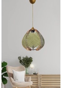 Zielono-naturalna lampa wisząca z tekstylnym kloszem ø 25 cm – Opviq lights