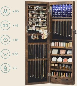 Industrialna ścienna szafka na biżuterię z led rustyklany brąz Z9-Z73