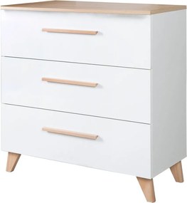 Biała komoda dziecięca w dekorze dębu z przewijakiem 88,5x99x76 cm Léon – Roba