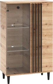 Witryna ARTIANO 134,5 x 80 cm Stojąca do Salonu, Dąb artisan