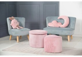 Jasnoróżowy aksamitny puf dziecięcy Lil Sofa – Roba
