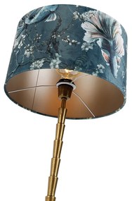 Lampa stołowa brązowa z aksamitnym abażurem w kształcie ryby 35cm - Pisos klasyczny/Antyczny Oswietlenie wewnetrzne