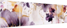 Obraz - Kwiaty akwarelowe (170x50 cm)