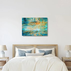Obraz na szkle niebieskiej abstrakcji (70x50 cm)