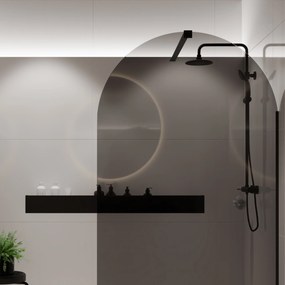 Ścianka prysznicowa WALK IN fix grafitowa półokrągła 8mm MOLIS Grafit Oval MASSI | Różne rozmiary : Kolor profili kabiny - złoty szczotkowany, Szerokość ścianki - 100 cm, Typ montażu - WALK in FIX (Do ściany)