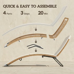 Outsunny Leżanka rattanowa w kształcie litery S z poduszką, oddychająca powierzchnia, stalowa rama | Aosom PL